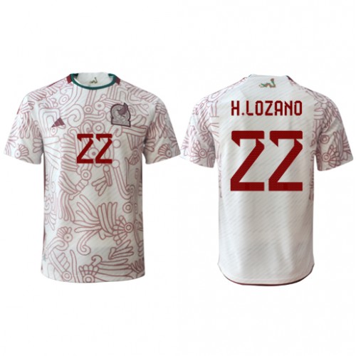 Mexiko Hirving Lozano #22 Bortatröja VM 2022 Kortärmad